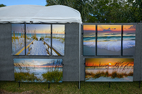 Barefoot Beach and Coming Ashore Triptychs 36x60  Sea Oat Song and Sunset Serenade 28x60